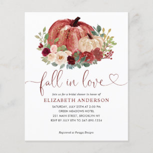 Papier Budget Fall Love Red Floral Citrouille Fête des ma