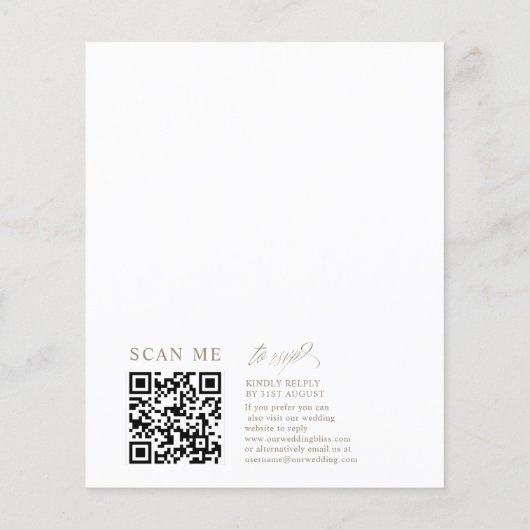Papier Budget Faux Gold Calligraphie QR Code Mariage (Dos)
