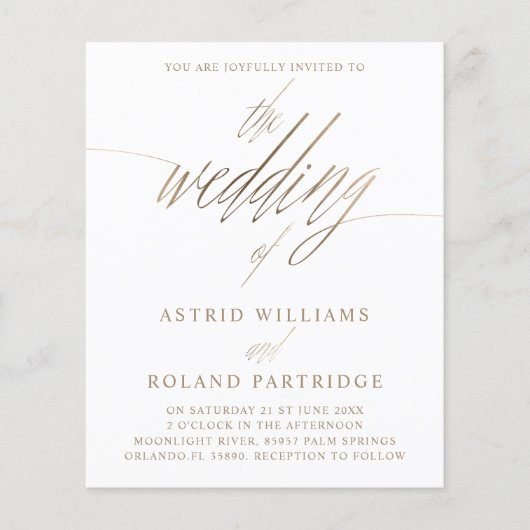 Papier Budget Faux Gold Calligraphie QR Code Mariage (Devant)