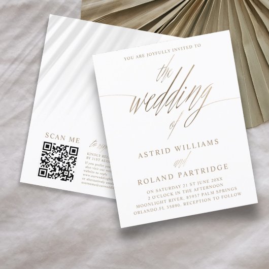 Papier Budget Faux Or Calligraphie Code QR Mariage