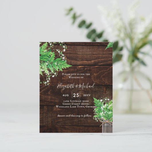 Papier BUDGET Fermes rustiques Verdure Mariage chic Invit (Debout devant)
