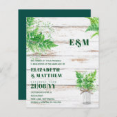 Papier BUDGET Fermes vertes Mariage monochromatique Invit (Devant / Derrière)