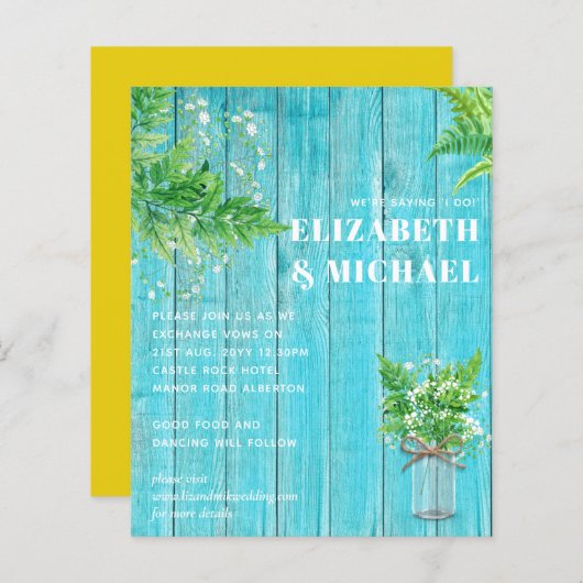 Papier BUDGET Fern Vert Mariage Invitation (Devant / Derrière)