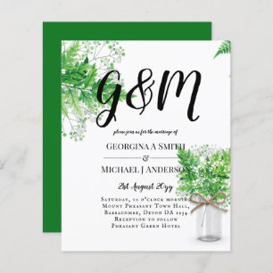 Papier BUDGET Ferns Verdure Mariage blanc Invitation
