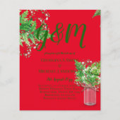 Papier BUDGET Ferns Verdure Mariage rouge Invitation (Devant)
