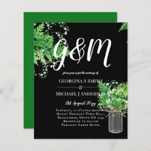 Papier BUDGET Ferns Verdure Noir Mariage Invitation