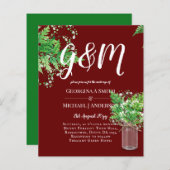 Papier BUDGET Ferns Vert Bourgogne Mariage Invitation (Devant / Derrière)
