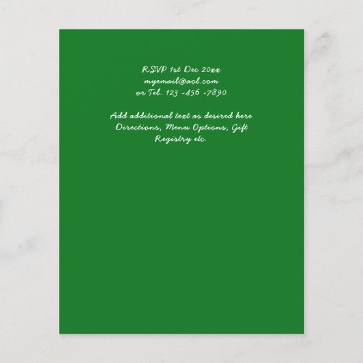 Papier BUDGET Ferns Vert Bourgogne Mariage Invitation (Dos)