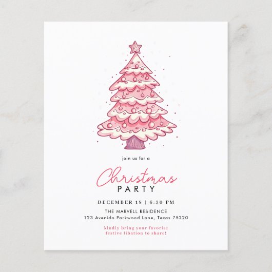 Papier Budget Festif moderne Pink Christmas Tree Party (Devant)