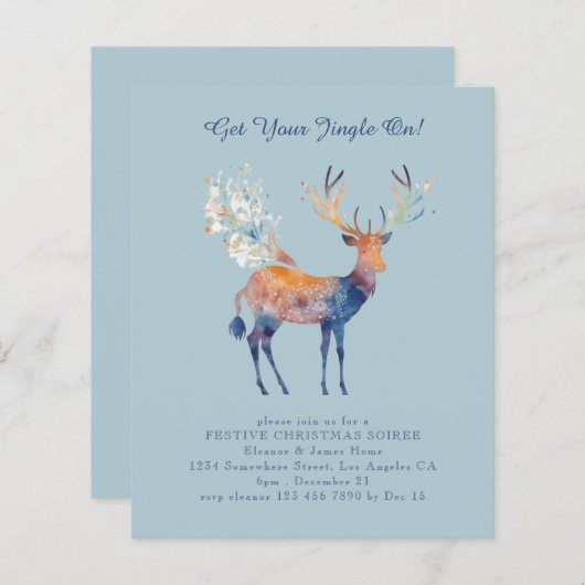 Papier Budget Festive Reindeer Noël Invitation (Devant / Derrière)