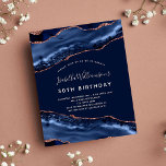 Papier Budget fête d'anniversaire agate marbre bleu rose<br><div class="desc">Une invitation moderne,  élégante et glamour pour une fête d'anniversaire de 30ème (ou tout âge). Porte d'or bleu et rose,  arrière - plan en pierre de marbre. Le nom est écrit avec un script de style moderne écrit à la main. Personnalisez et ajoutez les détails de votre fête.</div>