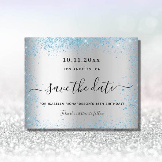 Papier Budget fête d'anniversaire argent bleu enregistrer