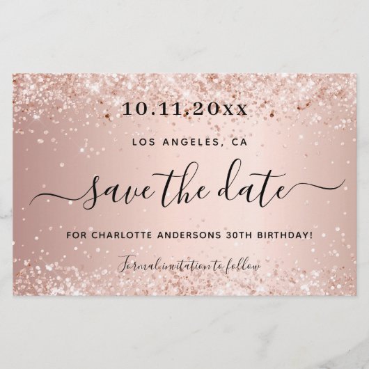 Papier Budget fête d'anniversaire rose or enregistrer la  (Devant)