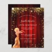 Papier Budget fête d'anniversaire rouge or parties scinti (Devant / Derrière)