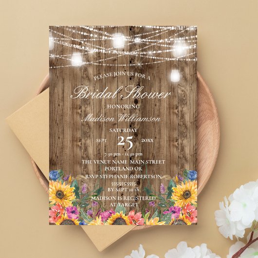 Papier Budget Fête des mariées en bois et tournesol