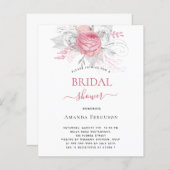 Papier Budget Fête des mariées florale rose élégant argen (Devant / Derrière)