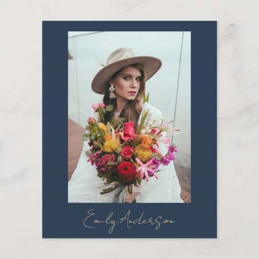 Papier Budget Fête des mariées Marine Bleu Script Minimal (Dos)