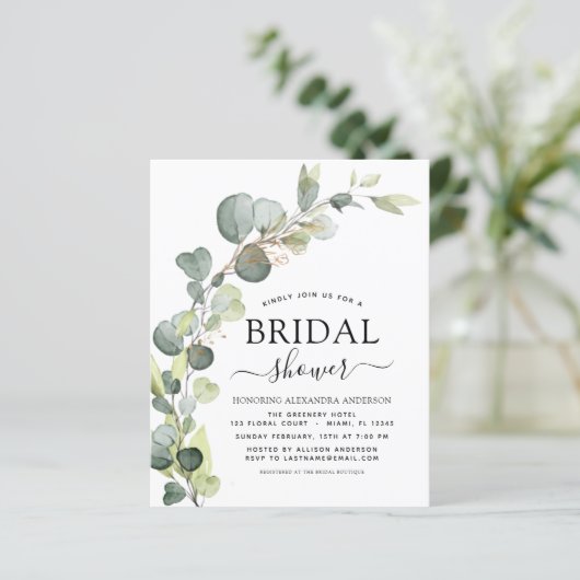 Papier Budget Fête des mariées QR Code photo Eucalyptus (Debout devant)