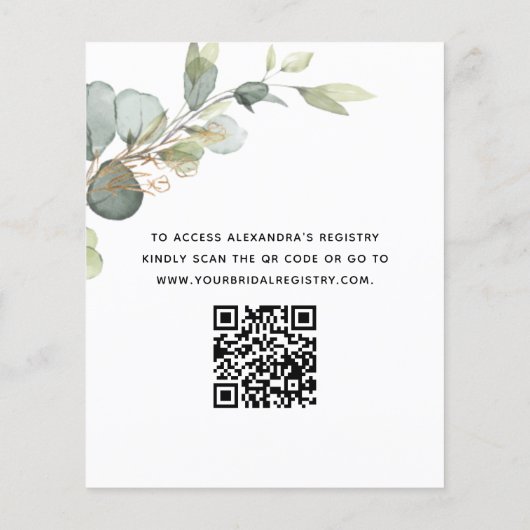 Papier Budget Fête des mariées QR Code Vert Eucalyptus (Dos)