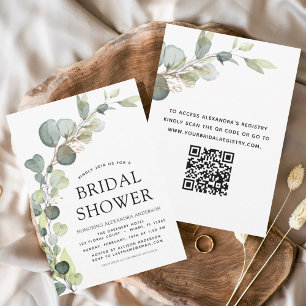 Papier Budget Fête des mariées QR Code Vert Eucalyptus