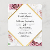 Papier Budget Fête des mariées rose Floral Or Frame (Devant)