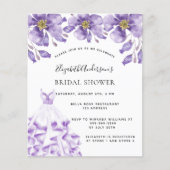 Papier Budget Fête des mariées violet robe blanche floral (Devant)