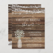 Papier Budget Fête des mariées virtuelle Invitation rusti (Devant / Derrière)