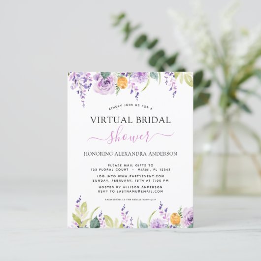 Papier Budget Fête des mariées virtuelle Vert pourpre (Debout devant)