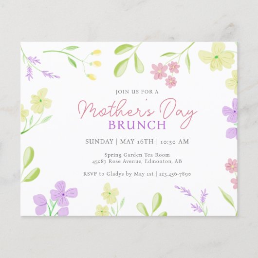 Papier Budget Fête des Mères Brunch Soft Floral Invitatio (Devant)