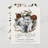 Papier budget Feuillage rustique enregistrer la date anno (Devant / Derrière)