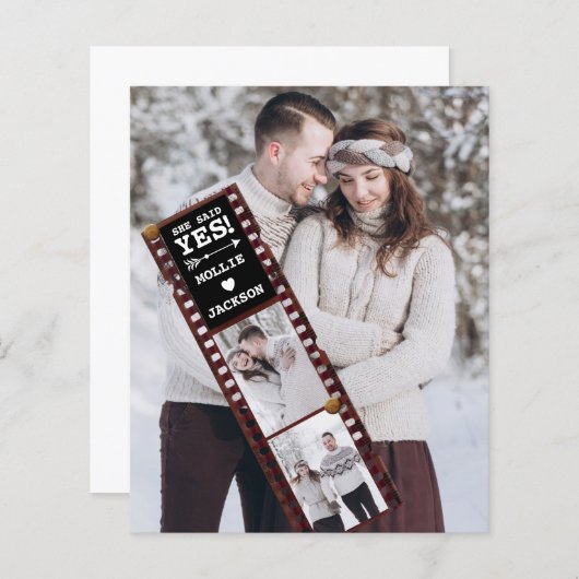 Papier Budget Fiançailles Photo Faire-part Elle A Dit Oui (Devant / Derrière)