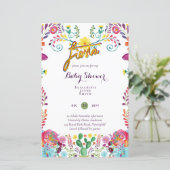 Papier BUDGET Fiesta Baby shower Fleurs folkloriques Invi (Debout devant)