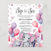 Papier BUDGET Fille bébé éléphant rose bleu SIP ET VOIR (Devant)