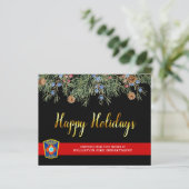 Papier Budget Fire Department Thin Red Line Holiday Card (Debout devant)