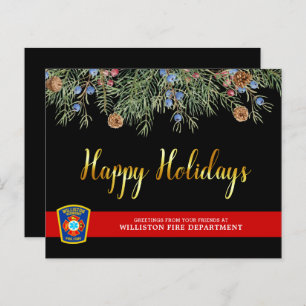 Papier Budget Fire Department Thin Red Line Holiday Card