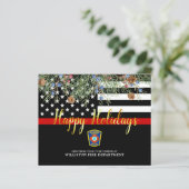 Papier Budget Fire Department Thin Red Line Holiday Card (Debout devant)