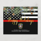 Papier Budget Fire Department Thin Red Line Holiday Card (Devant)