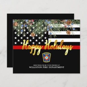 Papier Budget Fire Department Thin Red Line Holiday Card