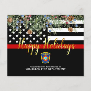 Papier Budget Fire Department Thin Red Line Holiday Card