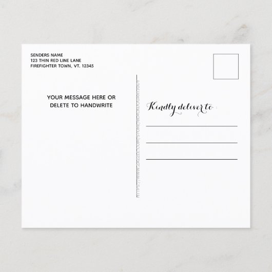 Papier Budget Fire Department Thin Red Line Holiday Card (Dos)