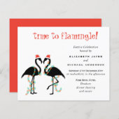 Papier Budget Flamant rose Noël Invitations (Devant / Derrière)