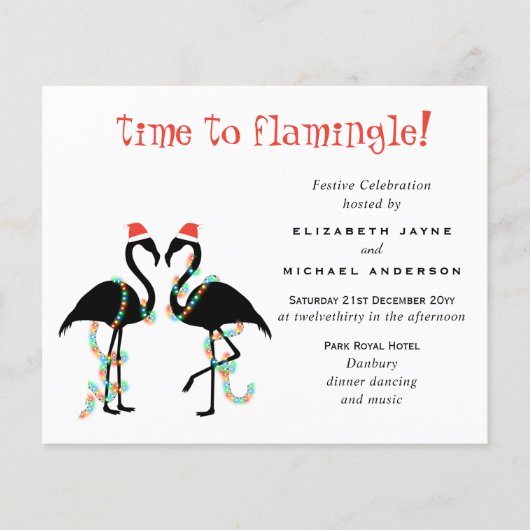Papier Budget Flamant rose Noël Invitations (Devant)