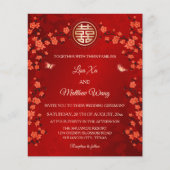 Papier BUDGET Fleur de cerisier rouge | Mariage chinois (Devant)