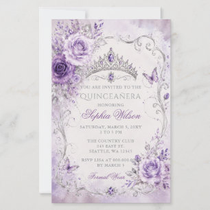 Papier Budget Fleur de Pourpre Papillon Quinceañera Photo