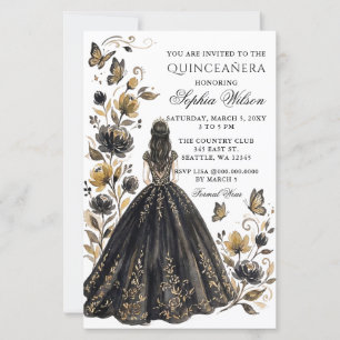 Papier Budget Fleur de Princesse Papillon Noir Quinceañer