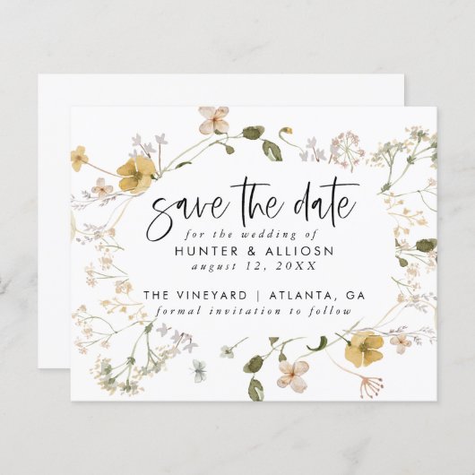 Papier Budget Fleur sauvage Enregistrer la date (Devant / Derrière)