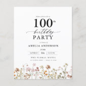 Papier Budget Fleur sauvage Floral 100e anniversaire Invi (Devant)