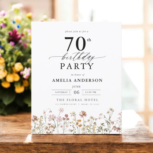 Papier Budget Fleur sauvage Floral 70e anniversaire Invit