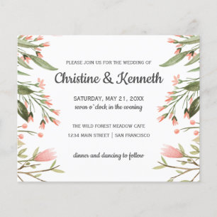 Papier BUDGET Fleur verte rose pâle mariage
