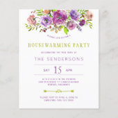 Papier Budget fleuri mauve à l'invitation de la fête (Devant)